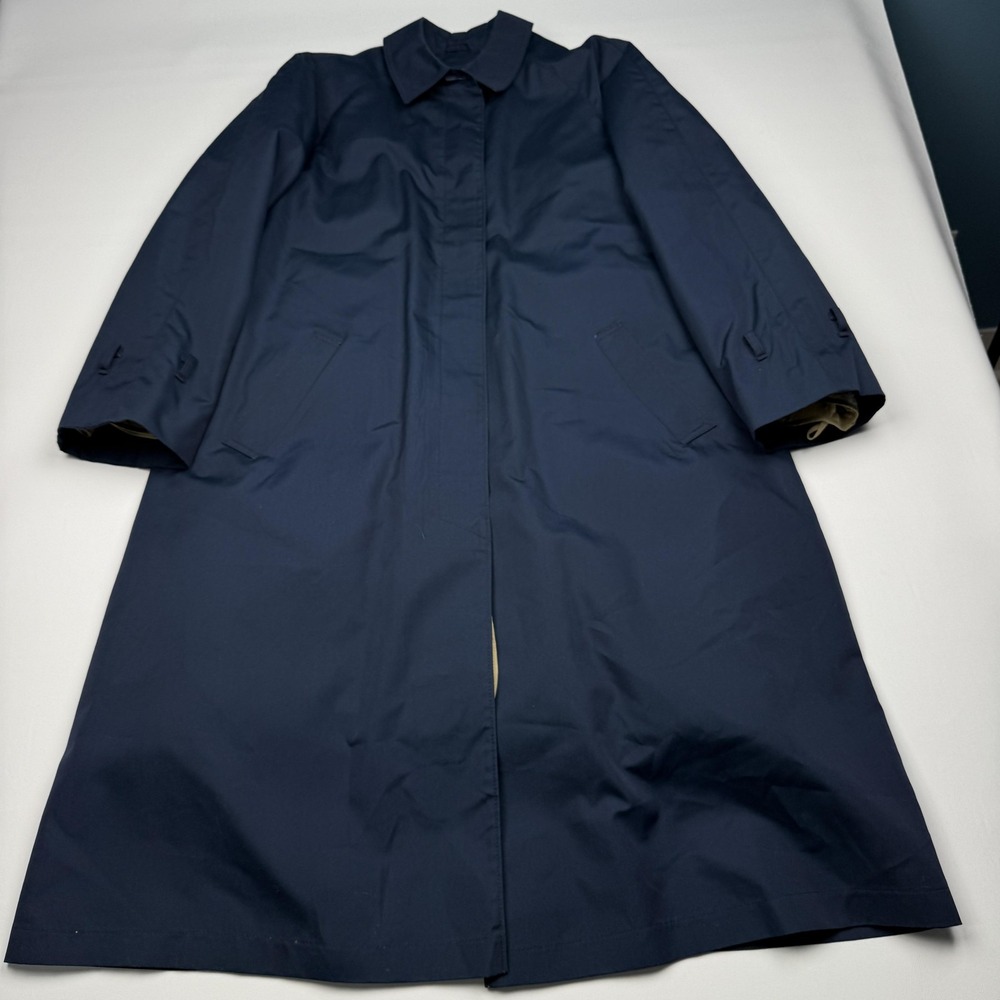 Vintage Eddie Bauer Coat Mens Large Blue Goose Down Overcoat Plaid Lined USA